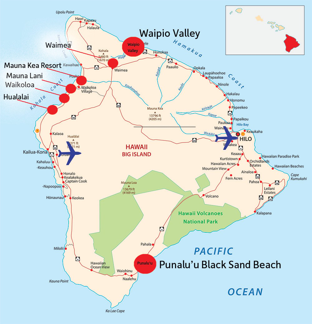 Hawaii Island Airports Map